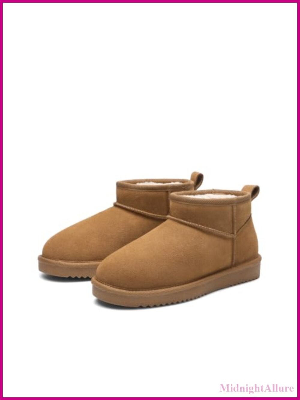Suede Leather Winter Ankle Boots Faux Fur Lined Splash Resistant